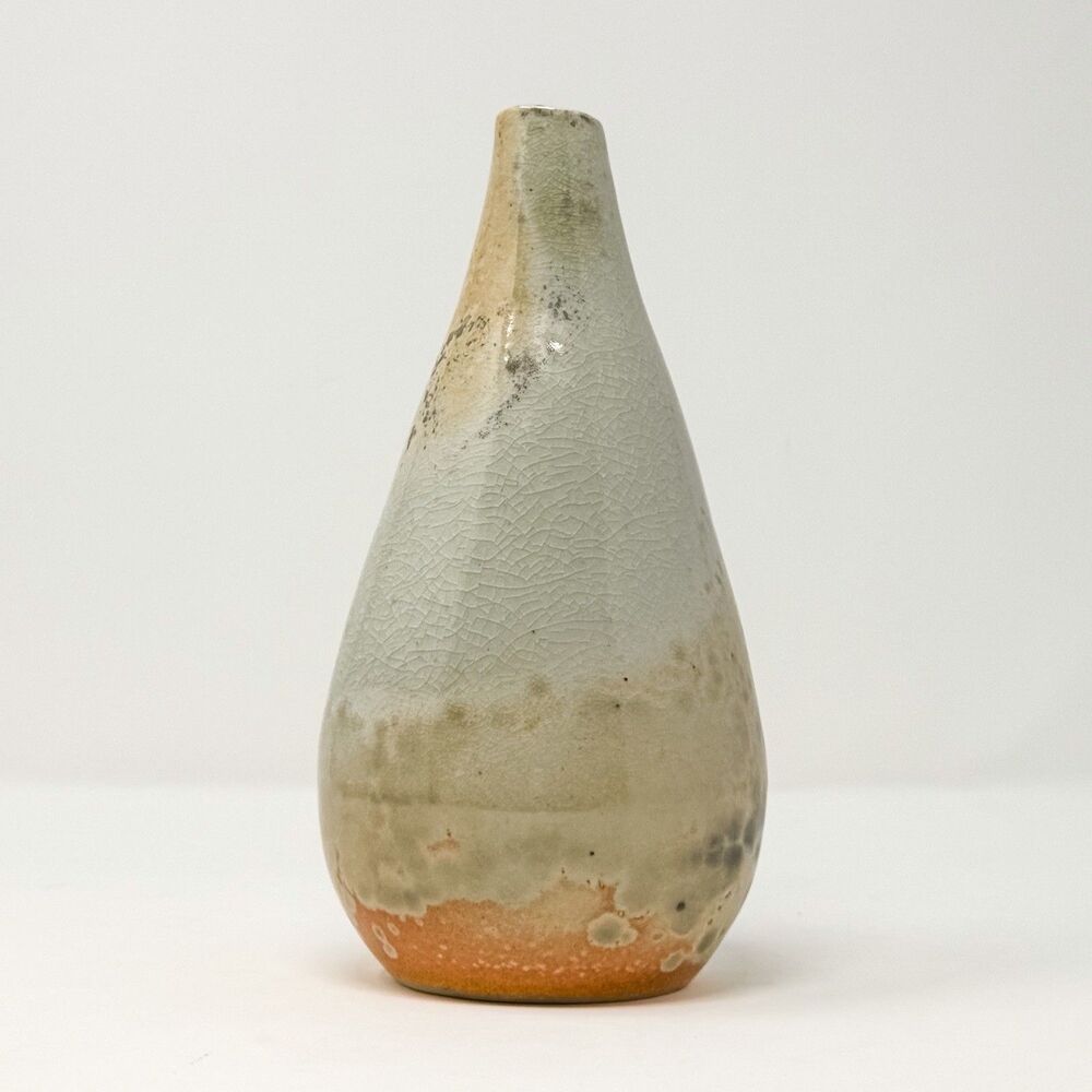 Vintage Signed Studio Pottery Speckled Bud Vase Organic Modern Ceramic